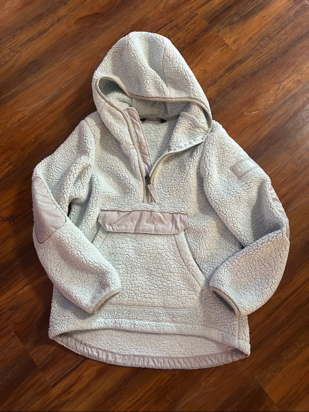 The North Face Kids Sherpa Hoodie Jacket - Light Blue w/Gray Accents Size 10/12